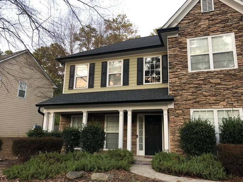 Clean gutter and fascia detail on Atlanta home following Professional Gutter Cleaning service